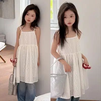 ホワイトエンブロイダリードレス 女児 幼児 キッズ 若者 レイヤードワンピース