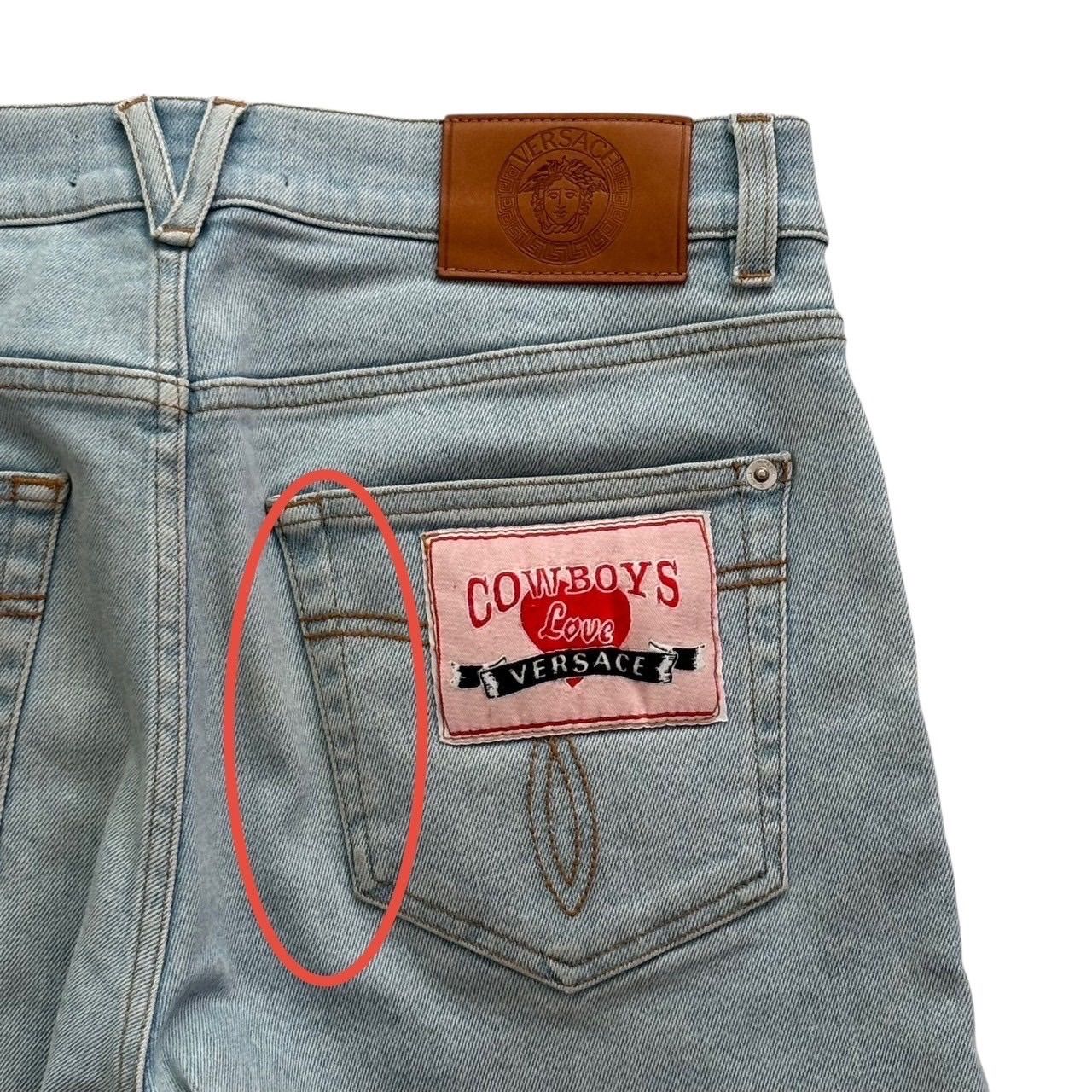 VERSACE ヴェルサーチ デニムパンツ 青 A85186/A232933 ロゴ COWBOYS 