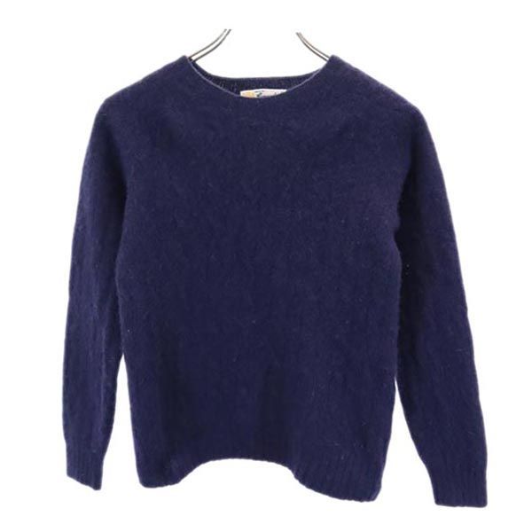 ローレンスジェイスミス 英国製 ウール 100％ ニット 36 ネイビー