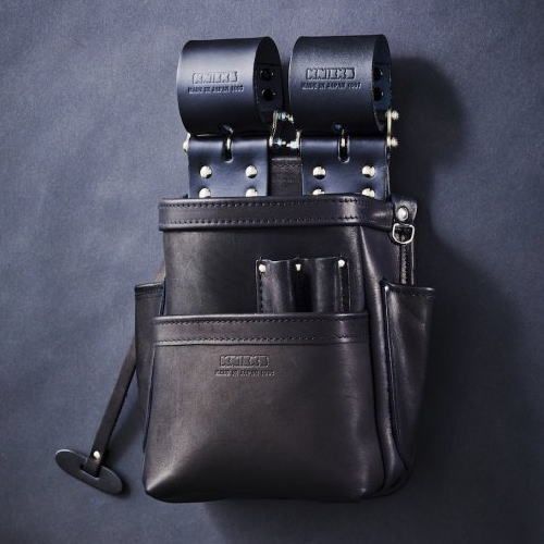 KNICKS ニックス KB-201SPDX 自在型チェーンタイプ総グローブ革2段腰袋 ブラック KNICKS 腰袋 レザー 牛革 本革 ホルダー ケース 工具差し