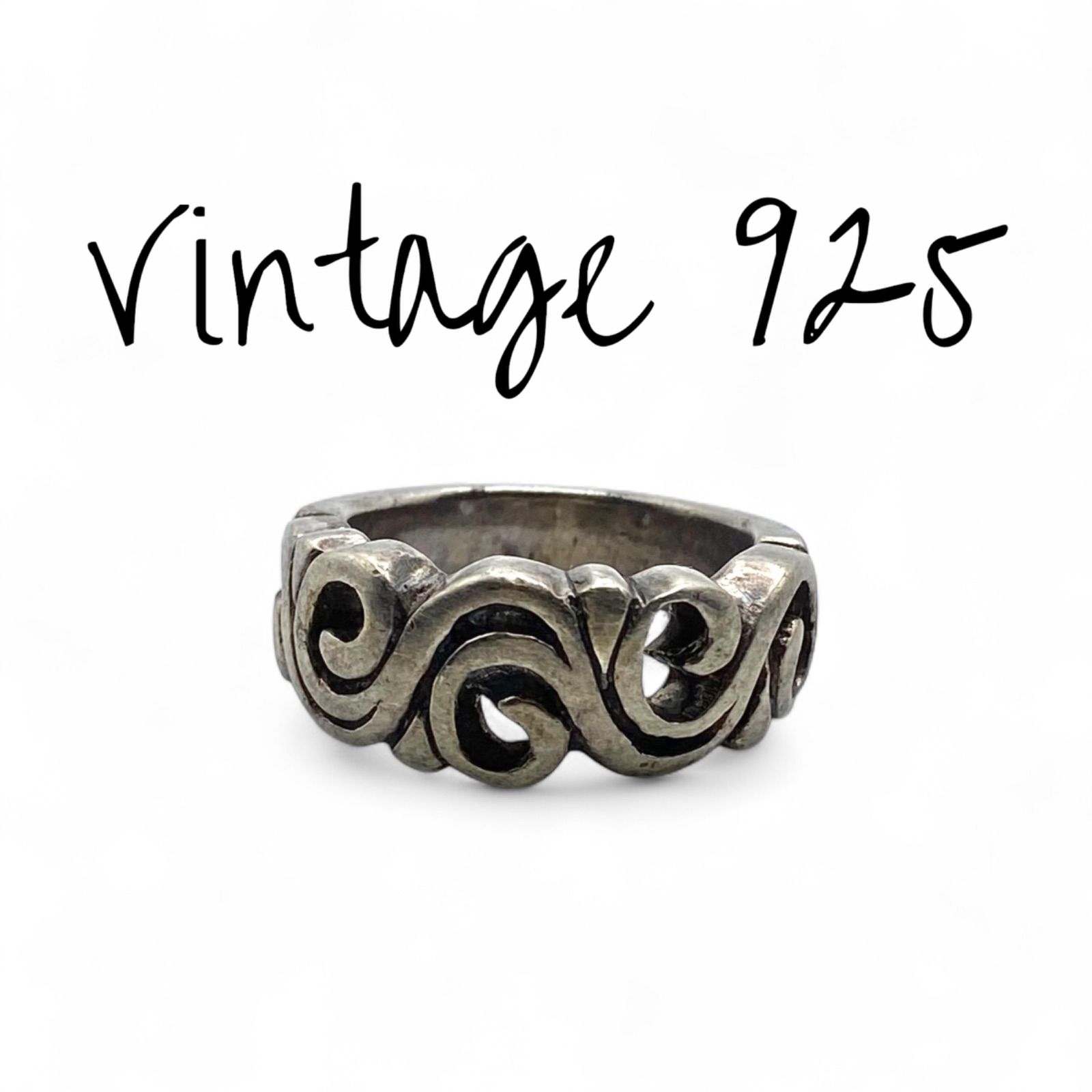 渦を巻く流線】アートピース Silver 925 刻印 80s Vintage Ring 