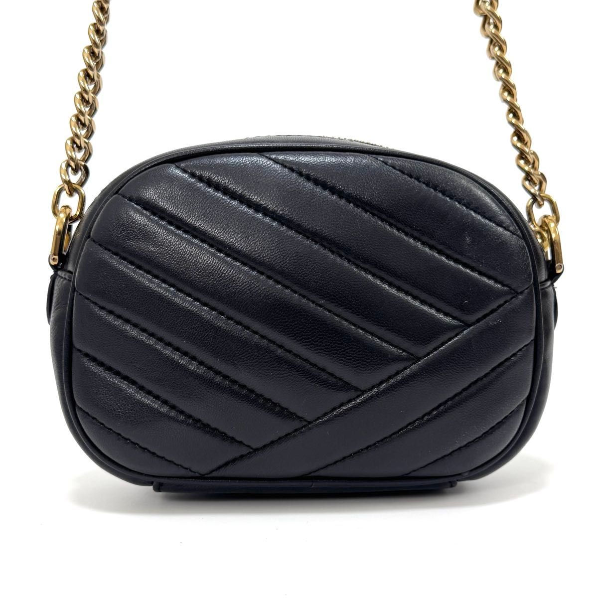 トリーバーチ　キラシェブロン　極美品　カメラバッグ　ショルダーバッグ　レザー TORY BURCH トリーバーチ キラ シェブロン カメラバッグ