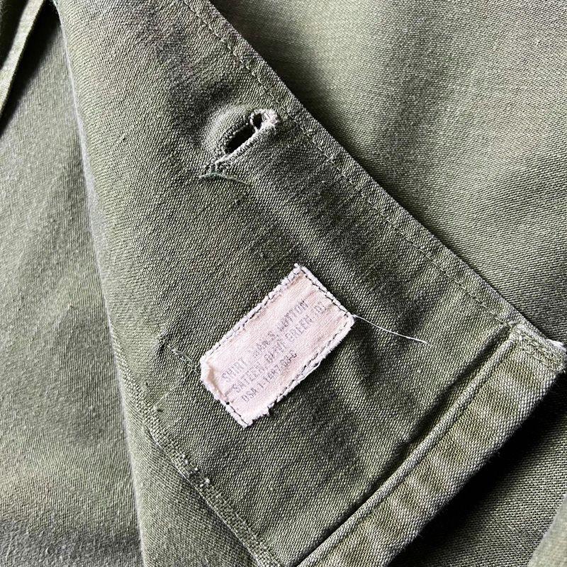 60s US ARMY 米軍実物 OG-107 コットン サテン ユーティリティ シャツ