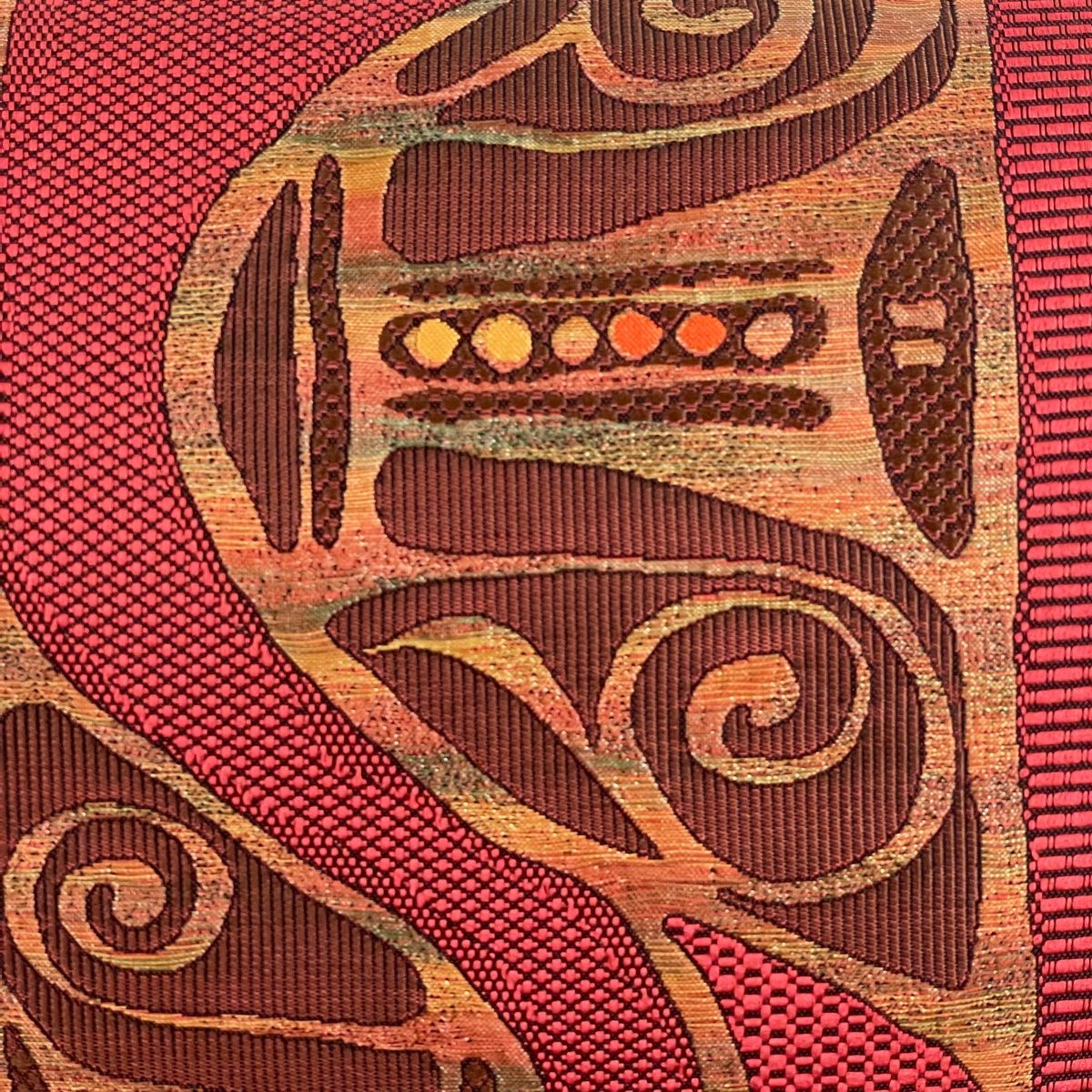 平和屋着物○内山晴祥 手描き 塩瀬 九寸名古屋帯 紬地 草花文 金彩