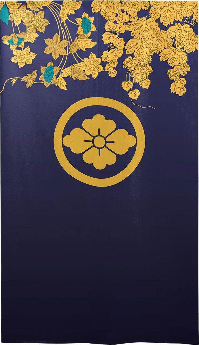 【SIMON BAKER】のれん「家紋  丸に花菱  蔓草」85x150cm ×7枚セット【日本製】暖簾 和風 家紋 目隠し 間仕切り 【家紋のれん】 【匿名配送らくらくメルカリ便 全国送料無料】