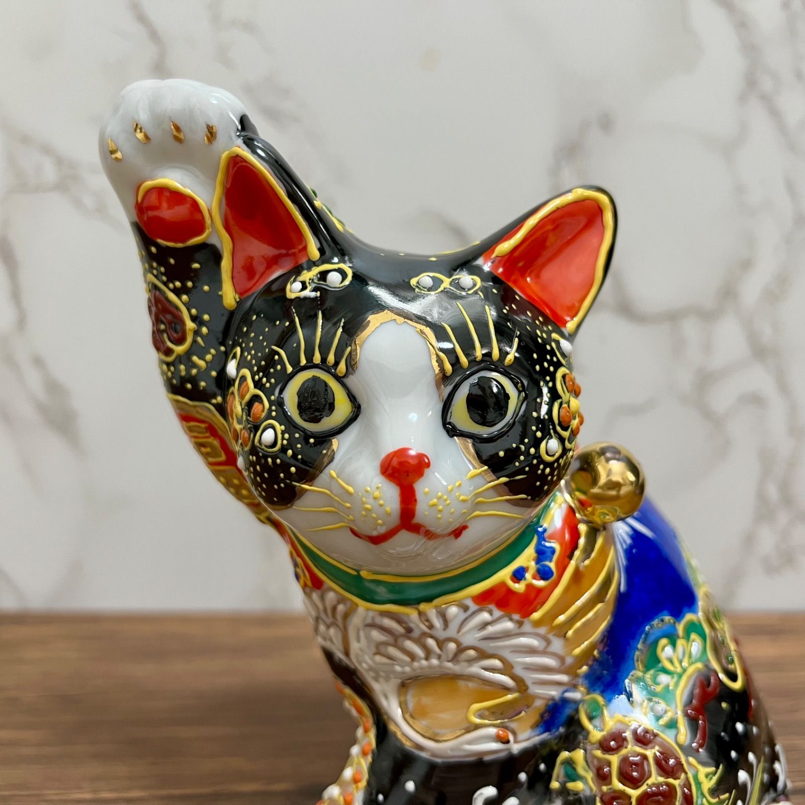 九谷焼 八幡窯 招き猫 縁起物 骨董 商売繁盛 招福 開運 置物