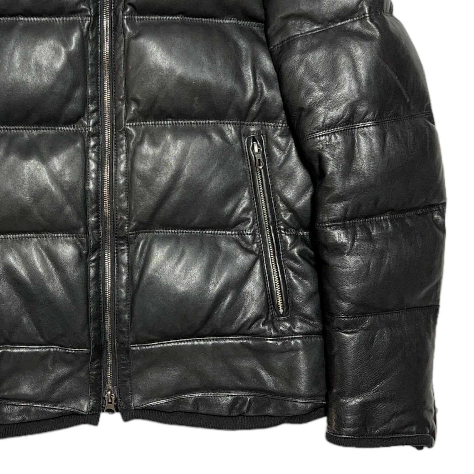 5351 POUR LES HOMMES Leather Hooded Down Jacket - メルカリ