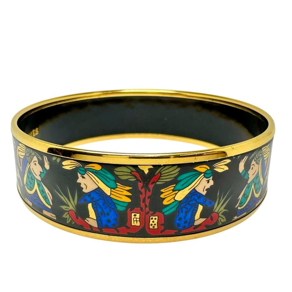 全国送料無料 ！ HERMES|エルメス バングル エマイユGM GP|七宝焼き 33.7g レディース 真子質店 GD