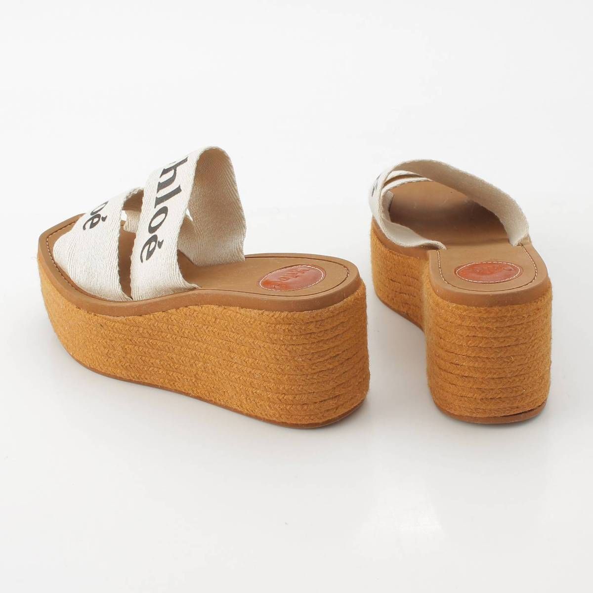 クロエ ウッディ エスパドリーユサンダル 厚底 ウェッジソール ロゴ