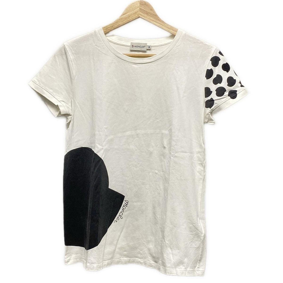 MONCLER モンクレール 半袖Tシャツ サイズM レディース - クリア×黒 クルーネック スパンコール