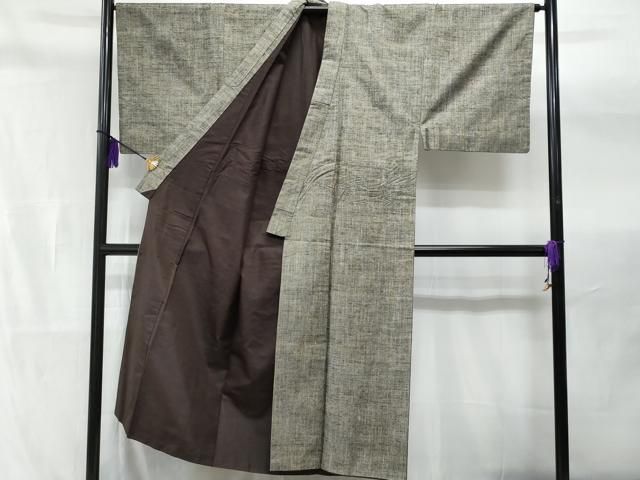 平和屋着物▽男性 紬 単衣 赤墨色 正絹 逸品 DAAV5626az