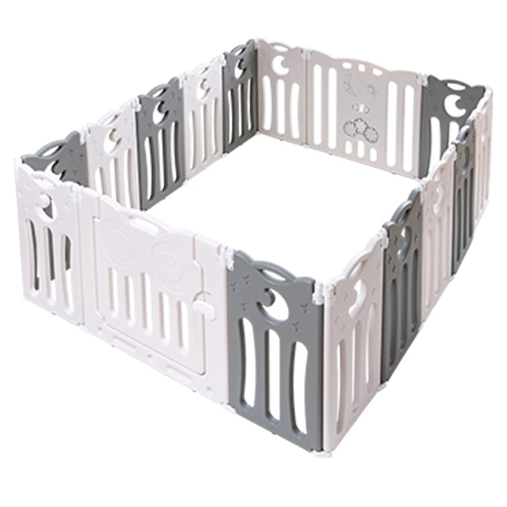 ドア付き 高さ60cm プレイヤード ハイタイプ 大型 折りたたみ 小さめ ジョイント式 ベビーサークル 扉ロック ホワイトグレー 16個 アイリスプラザ x 1