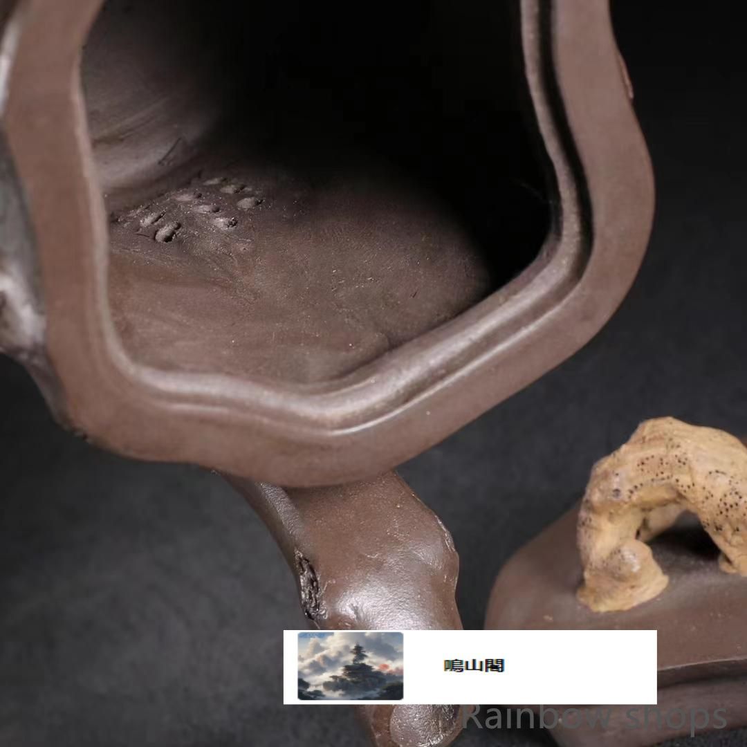 新品未使用】中国古美術?宜興原鉱紫泥 樹??紫砂壺?底款:蒋蓉?朱