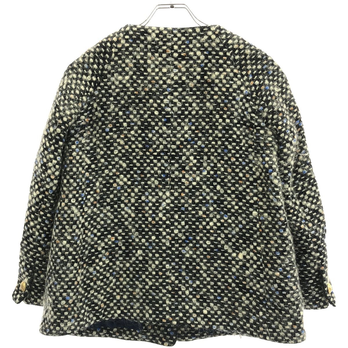 DEUXIEME CLASSE - Deuxieme Classe ドゥーズィエム クラス ミックスツイードノーカラージャケット 12-010-500-3020 ブラック×ホワイト 38 Deuxieme Classe ドゥーズィエム クラス ミックスツイードノーカラー