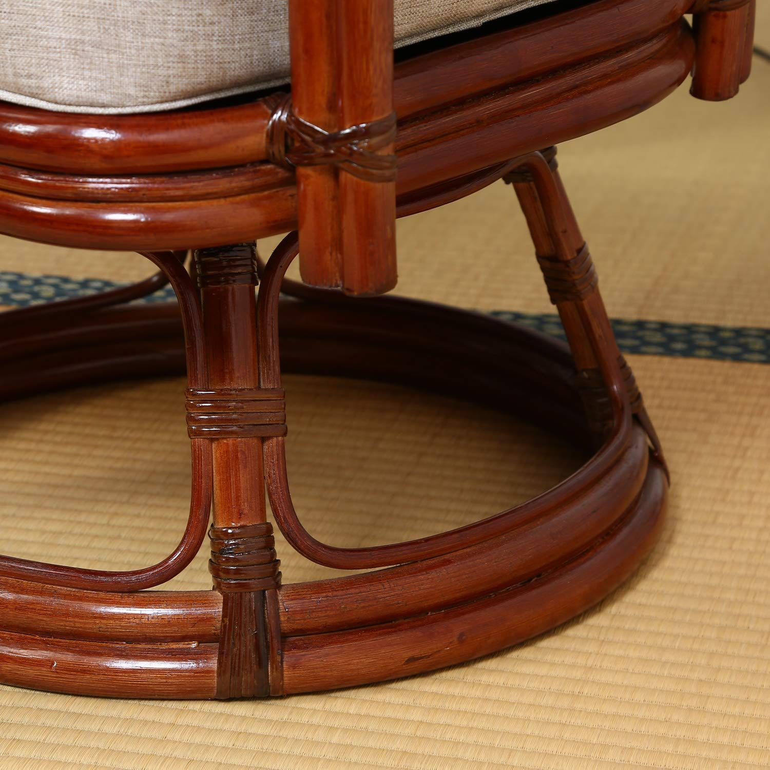 在庫処分』 回転式 幅52×奥行54×高さ69cm 籐椅子 ブラウン ラタン 座椅