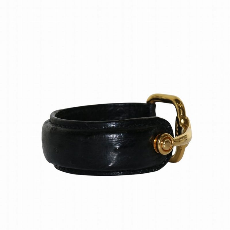 GUCCI ホースビット バングル ブレスレット ブラック× ゴールド金具 グッチ GUCCI ホースビット バングル ブレスレット オーストリッチ