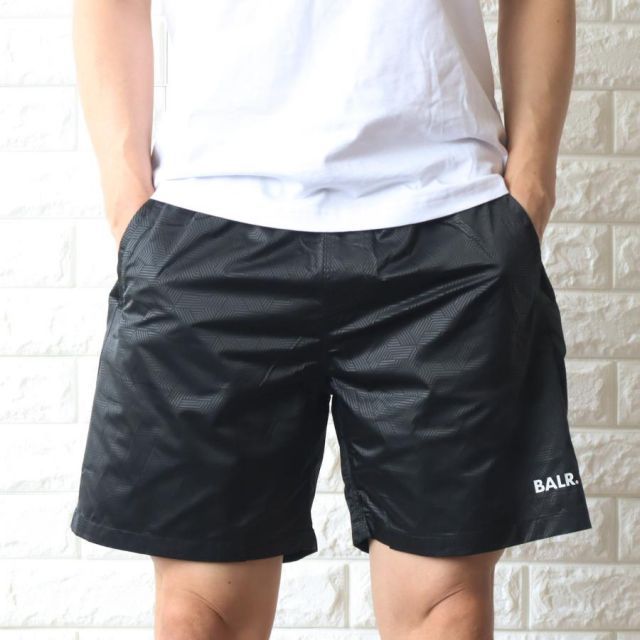 ボーラー ハーフパンツ メンズ ブラック MONOGRAM SHORTS 水陸両用 短パン BALR. B1451.1034 2025春夏モデル