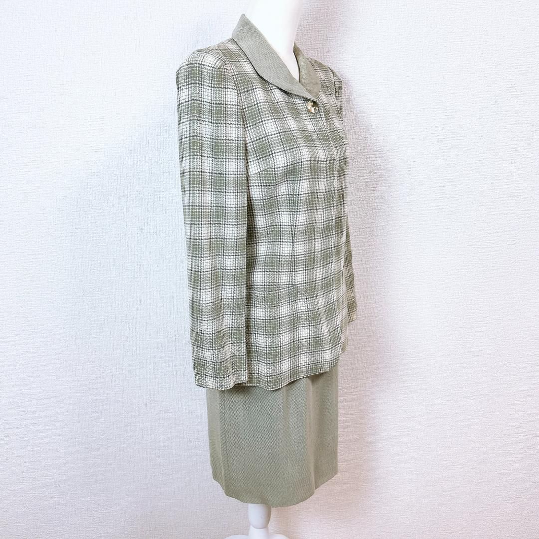 jun ashida M スカートセットアップ スーツ チェック