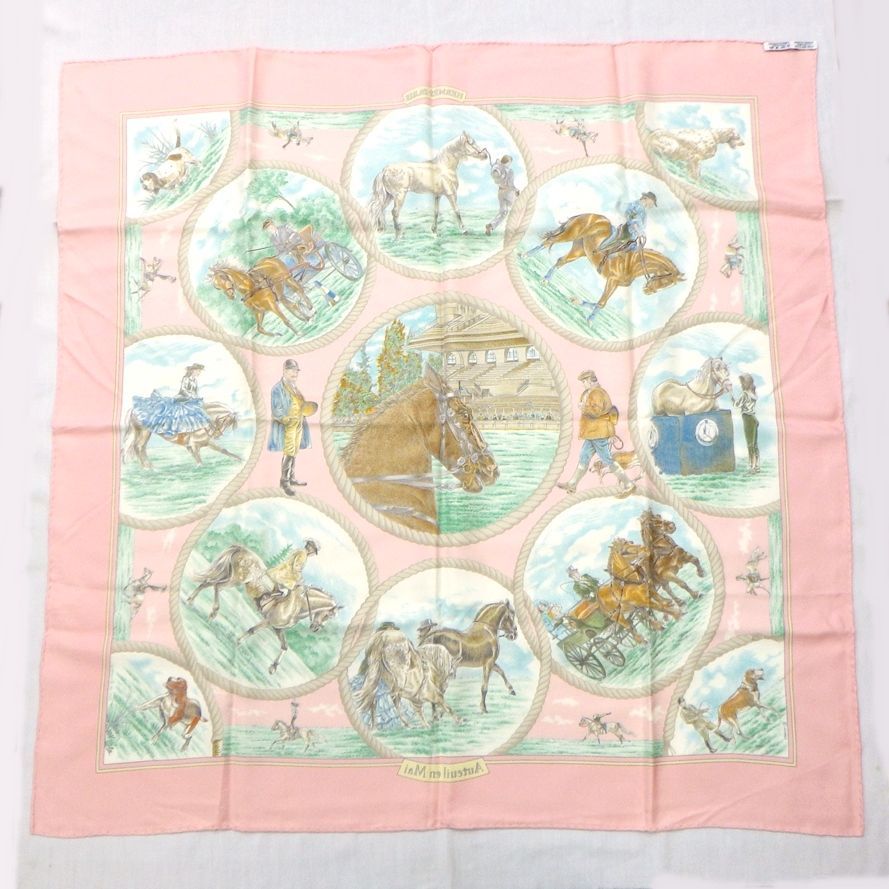 【HERMES】カレ 90 スカーフ オートゥイユの五月 シルク100％ Hermès エルメス オートゥイユの5月 大判スカーフ カレ90 シルク