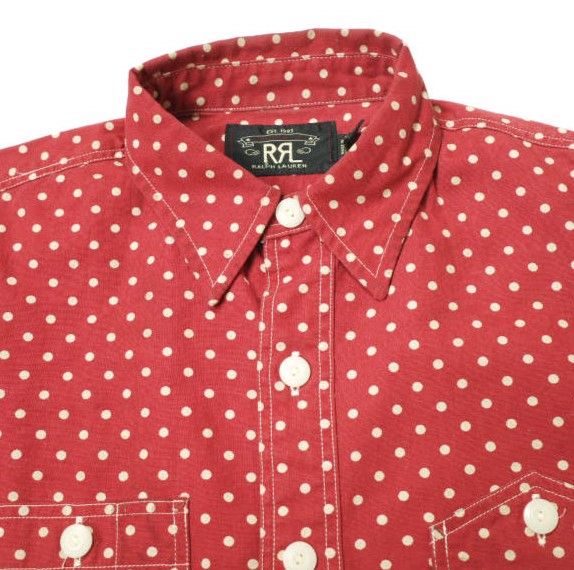 RRL ダブルアールエル 23AW POLKADOT WOVEN WORK SHIRT ポルカドット ウーブン ワークシャツ 782911291001 XS RED Double RL 長袖 定価50,600円 トップス g15502