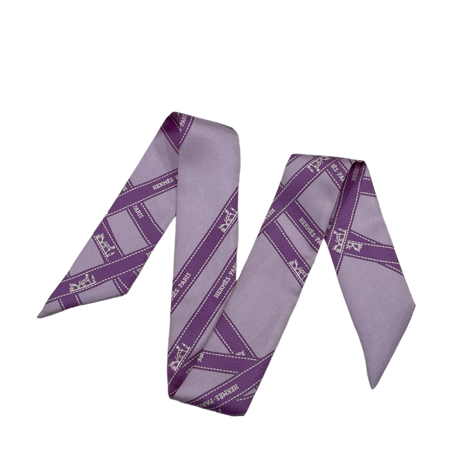 HERMES Twilly BOLDUC エルメス ツイリー シルク100％ スカーフ AC0052