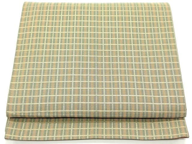 平和屋着物○両面 全通柄袋帯 櫛織 創作工房 草木染 横段