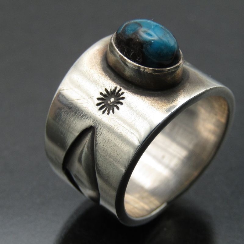 Ivan Howard ナバホ族 リング ビズビー ターコイズ アイバンハワード メンズ レディース スタンプワーク 18号 80007193 WWW_SHINETEETH_COM