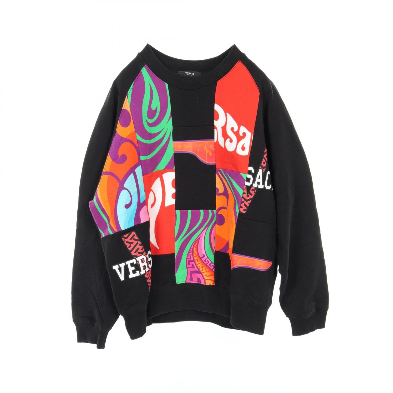 ヴェルサーチ VERSACE スウェット パッチワーク コットン スウェットシャツ メンズ Used A