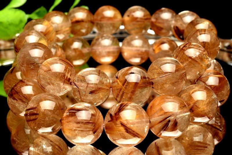 キャッツアイ タイチンルチルクォーツ プレスレット 8mm 金運 ゴールド