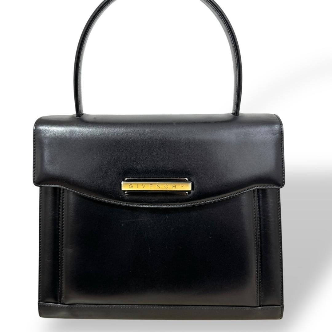 【未使用級】ジバンシー　G金具　フォーマルハンドバッグ　本革　ブラック　タグ付 未使用級】ジバンシー G金具 フォーマルハンドバッグ 本革 ブラック