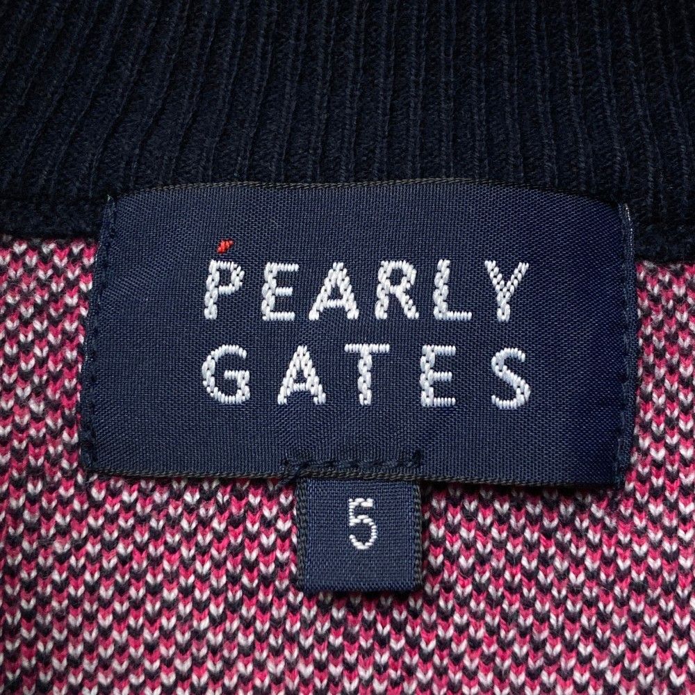 サイズ：5 PEARLY GATES パーリーゲイツ 2024年モデル コットン ニットセーター 総柄 ネイビー系 [240101323217] ゴルフウェア メンズ ストスト PEARLY GATES パーリーゲイツ 2023年モデル ニットセーター 裏地