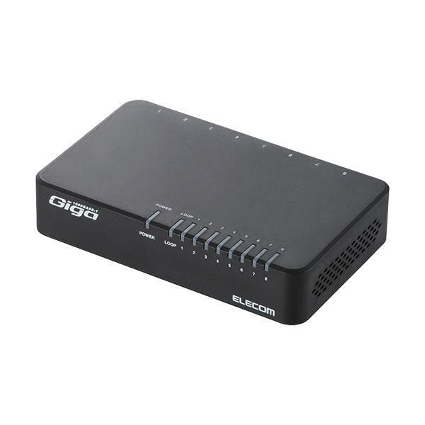 (まとめ) エレコム 1000BASE-T対応スイッチングハブ 8ポート プラスチック筐体 ブラック EHC-G08PA2-B 1台 〔×5セット〕