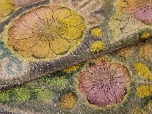 平和屋本店□極上 樋熊哲也 訪問着 辻が花 絞り 手描き 金通し地 逸品