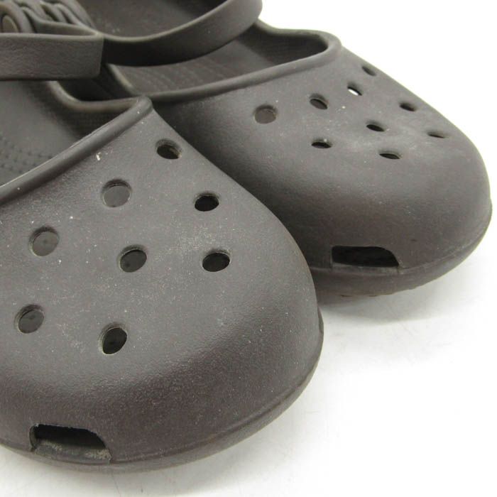 クロックス サンダル カリン クロッグ ブランド 靴 黒 レディース W9サイズ ダークグレー crocs 【中古】