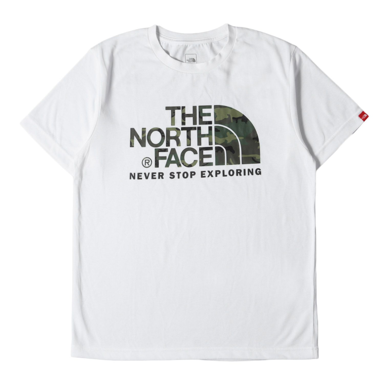 新品 THE NORTH FACE ノースフェイス Tシャツ サイズ:M カモフラージュ ロゴ ポリ クルーネック Tシャツ S/S CAMOUFLA LOGO TEE NT31622 ホワイト 白 トップス カットソー 半袖【メンズ】