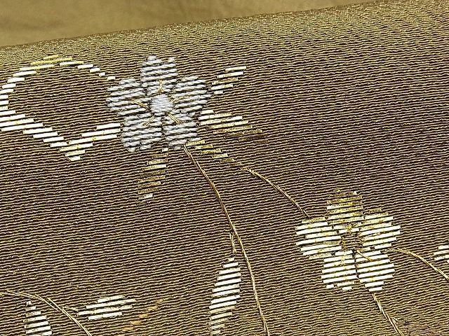 平和屋-こころ店■訪問着　刺繍　草花片輪車文　金糸　着丈160cm　裄丈65cm　正絹　逸品　B-oa5581