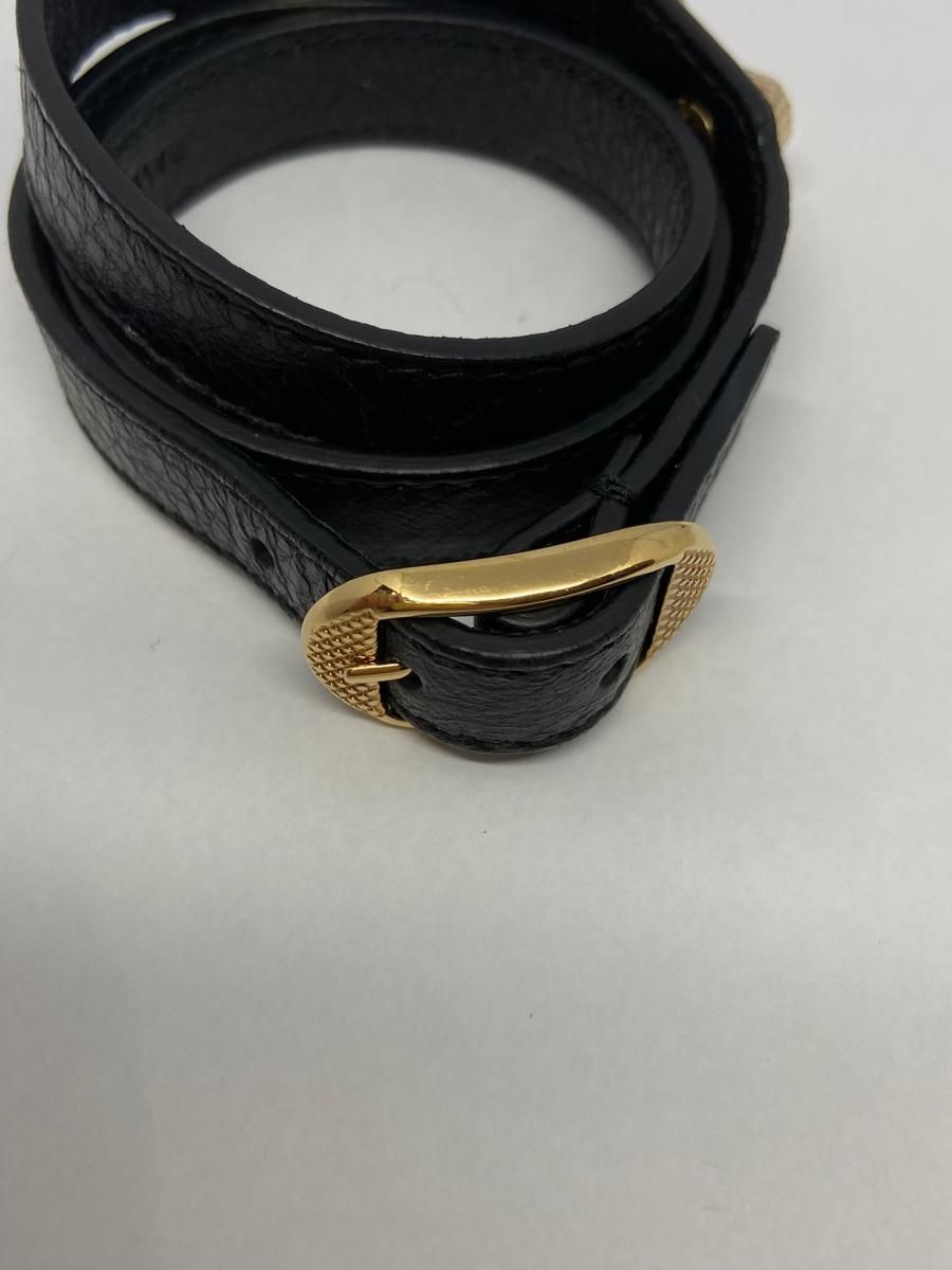 BALENCIAGA （バレンシアガ） ジャイアント ブレスレット レザー ブレスレット アンクレット ブラック 236345 used:A -  メルカリ