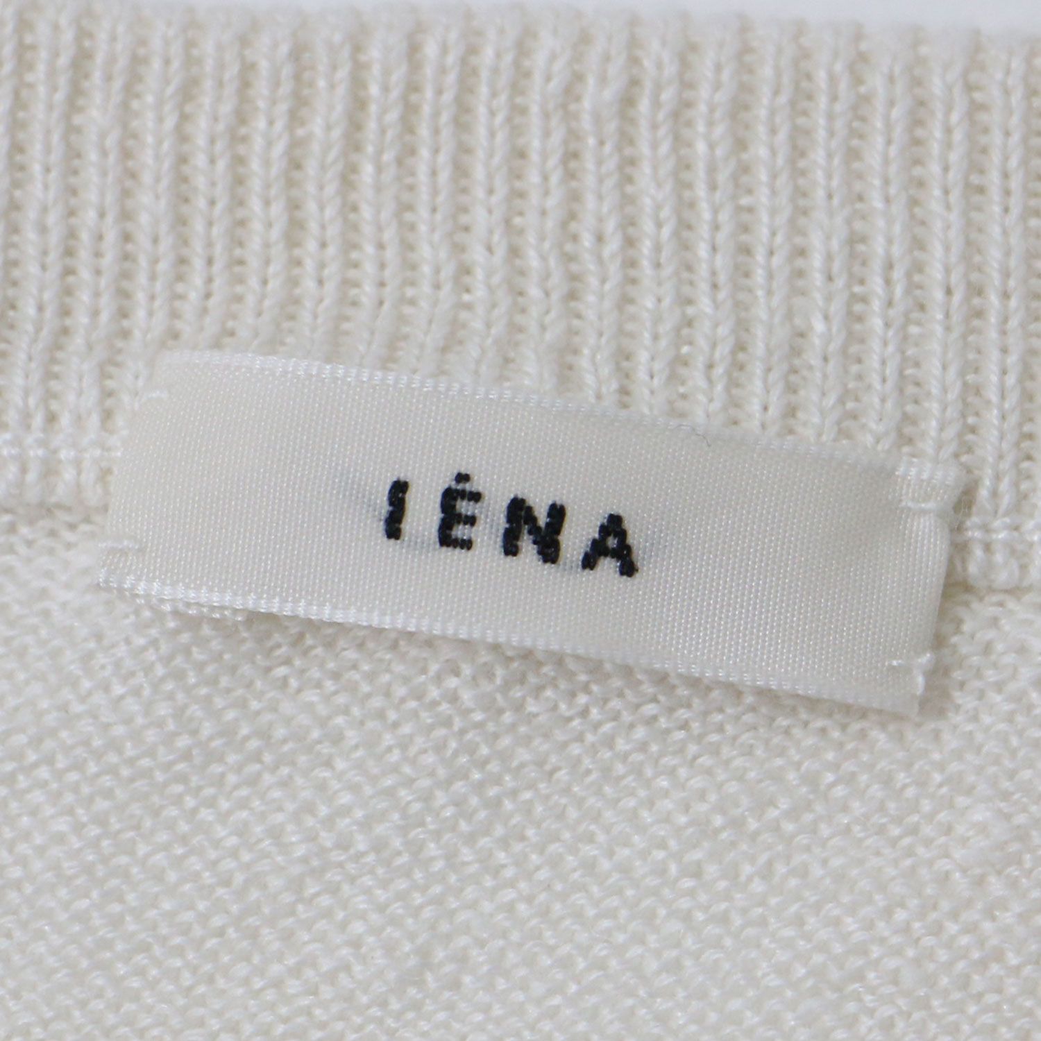 IENA - IENA イエナ ニット リネン 23春夏 オフホワイト FREE クルーネック 5分袖 トップス ニットソー プルオーバー シンプル オフィス カジュアル きれいめ 無地 薄手 【レディース】【中古】 IENA イエナ ニット リネン 23春夏 オフホワイト FREE クルー