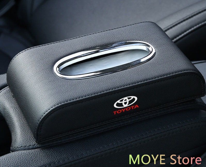 トヨタ TOYOTA 車用ティッシュボックス　高級ティッシュケース 　車内収納ケース　磁石開閉 　カバー ロゴ入り　防水 ブラック