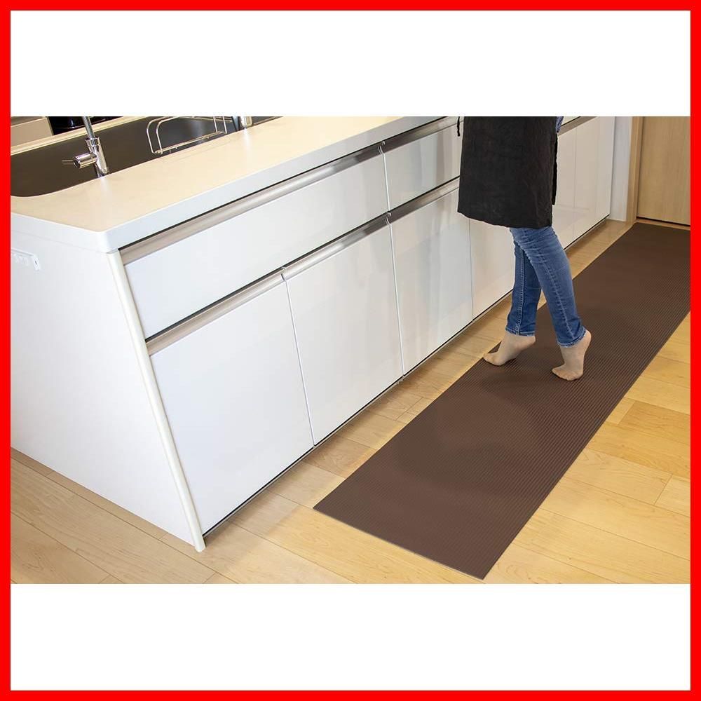 【在庫処分】洗濯いらず ずれない キッチンマット 【 ふく楽マット for Kitchen 240cm×50cm ダークブラウン 】