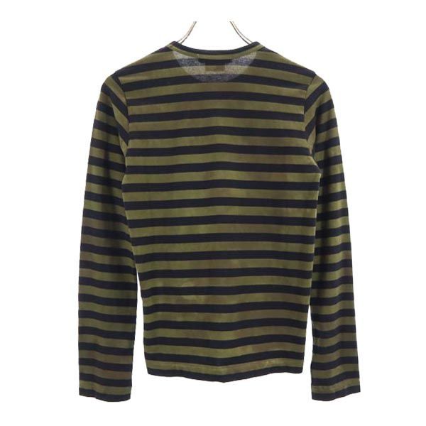 コムデギャルソン 2016年 日本製 ボーダー 長袖 Tシャツ XS カーキ