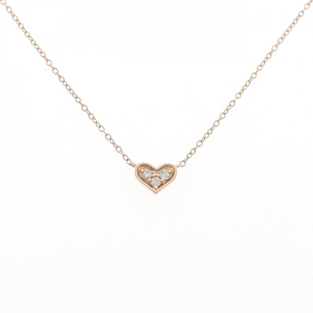 K10PG ハート ダイヤモンド ネックレス