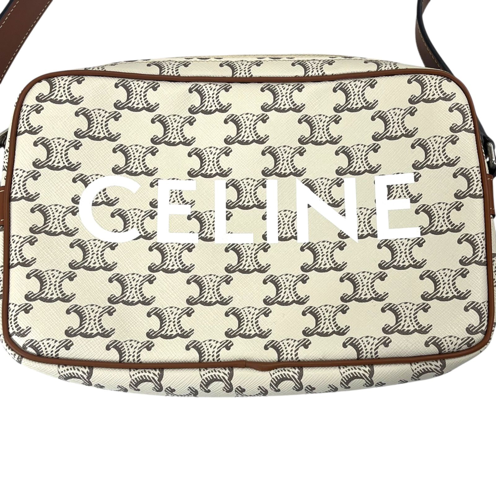 セリーヌ　トリオンフ　ショルダーバッグ ○美品 セリーヌ CELINE トリオンフ ショルダーバッグ オフ