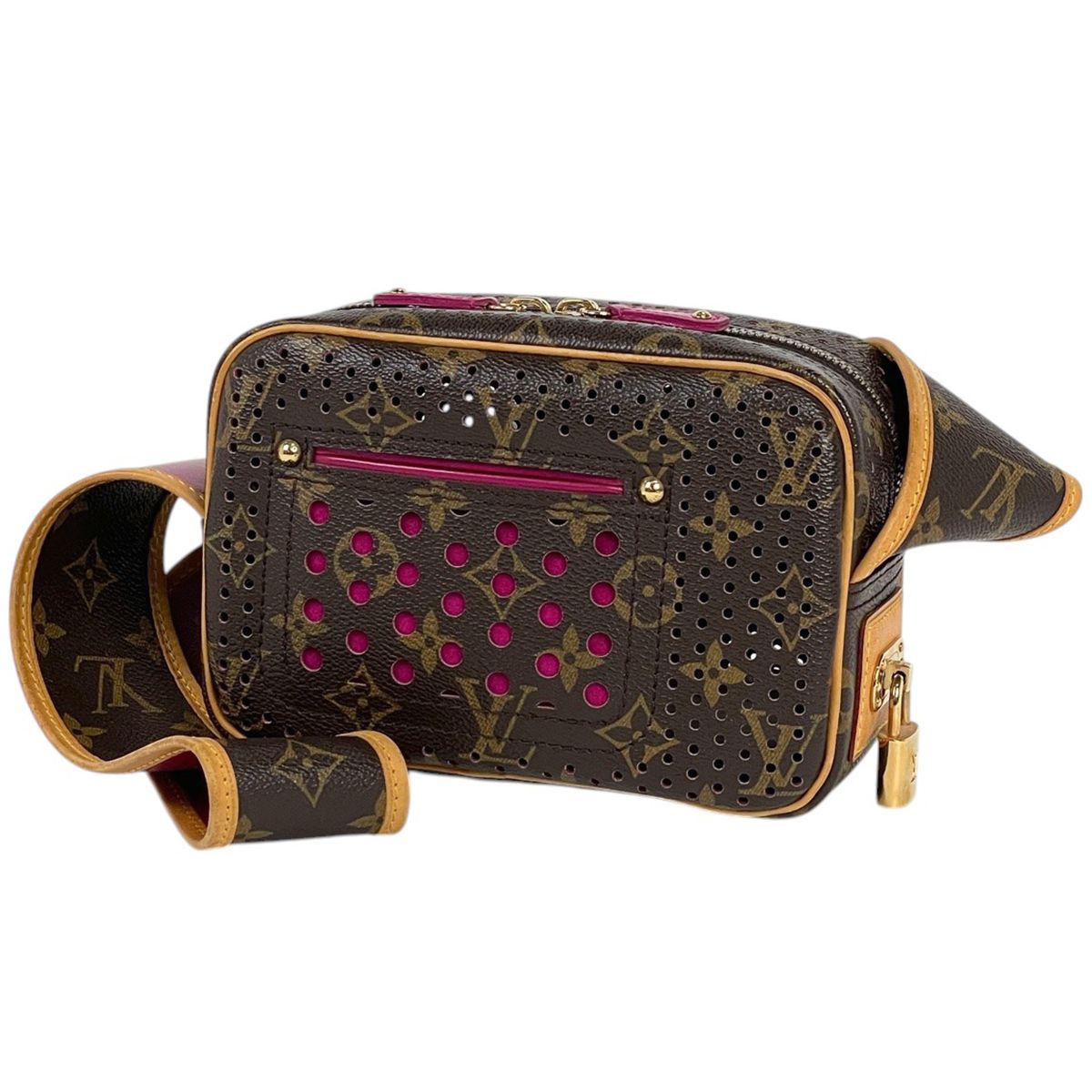 ルイ ヴィトン Louis Vuitton ミニ トロカデロ パンチング ショルダーバッグ モノグラムペルフォ ブラウン フューシャ M95175 レディース