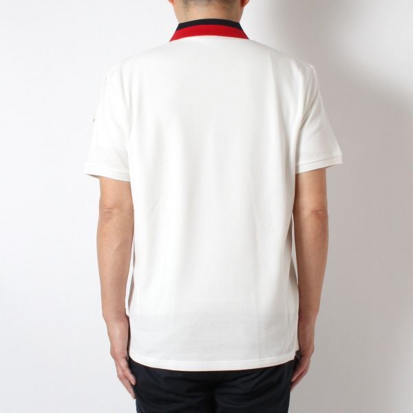 美品⭐️モンクレール ポロシャツ ダブルワッペン 鹿の子 ホワイト M 25SSモデル モンクレール MONCLER カラー襟刺しゅう+ワッペン 鹿の子