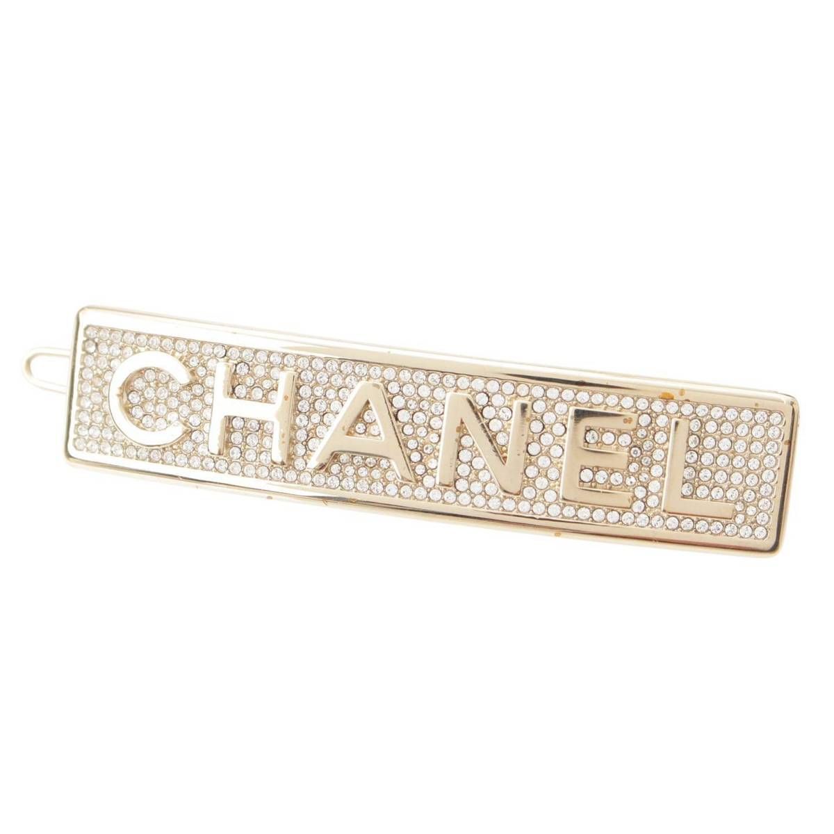 シャネル】Chanel B21 ロゴ ラインストーン ヘアクリップ バレッタ 