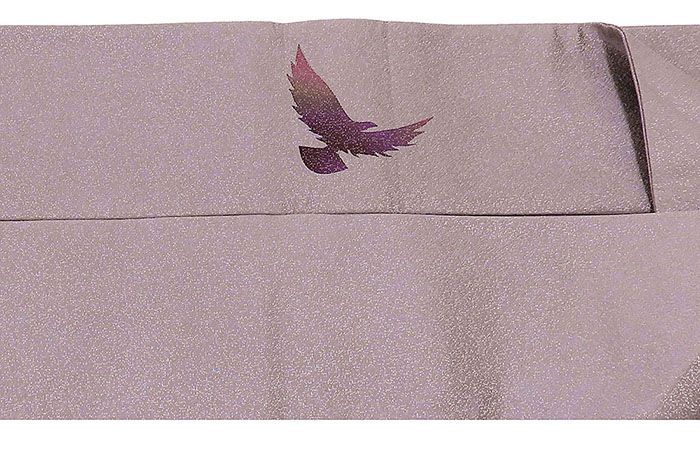 名古屋帯 未使用 正絹 染色作家 斉藤三才作 鳩 未着用 美品 新古品