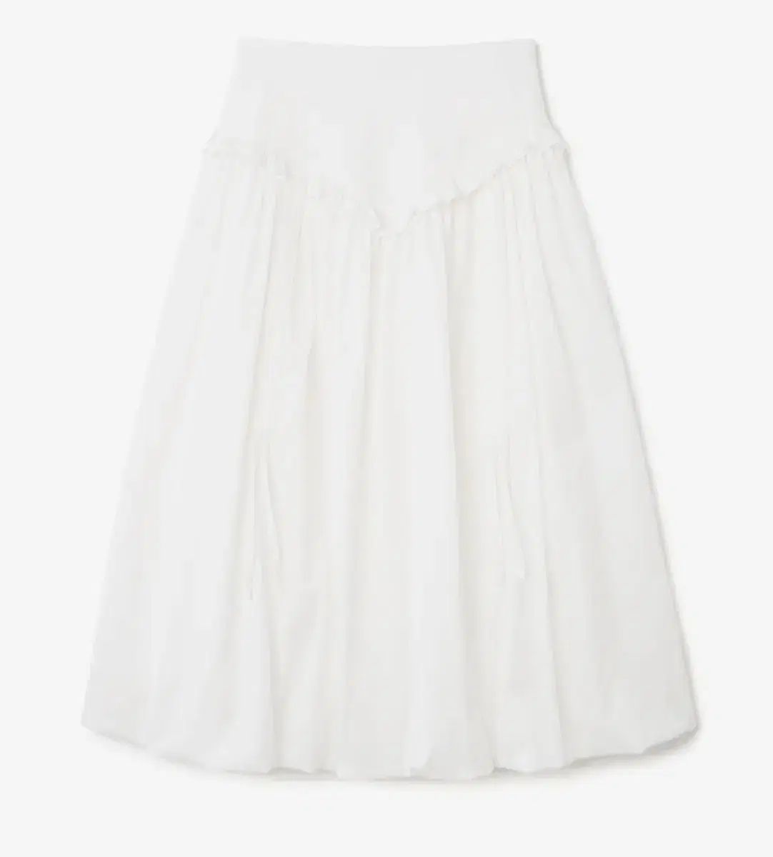 ミローマン バルーン シャーリング マキシ スカート 白