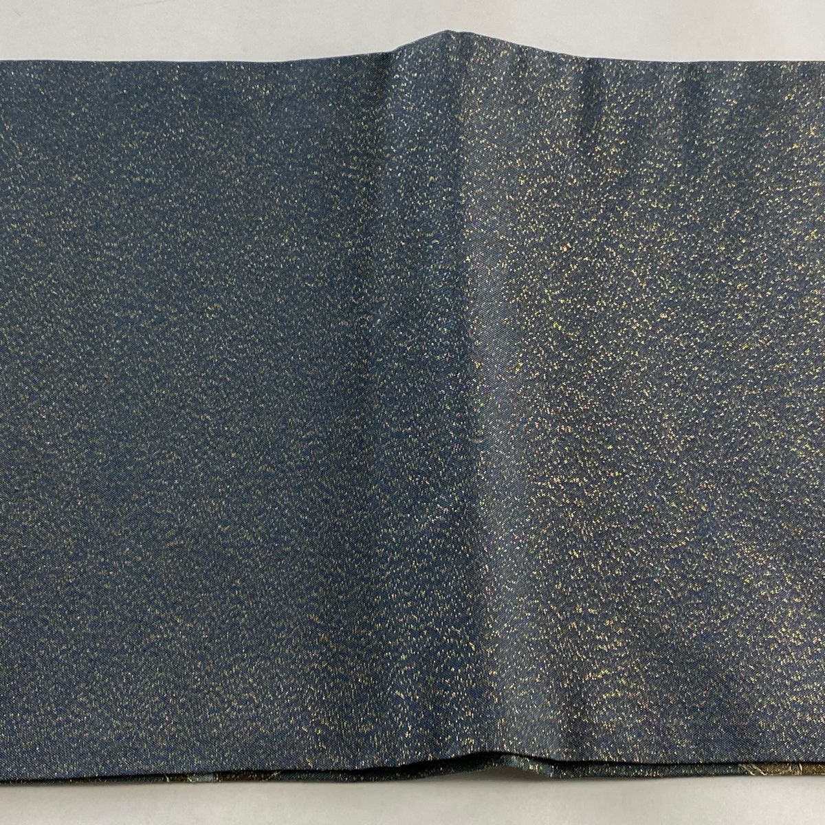 袋帯 美品 逸品 草花 色紙 金糸 汕頭刺繍 緑 全通 正絹 【中古