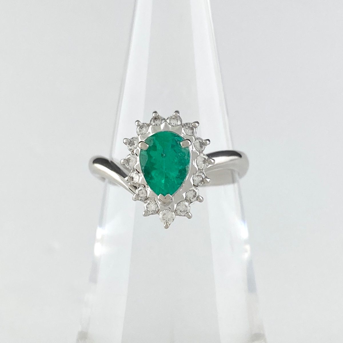 在庫一掃】 エメラルド デザインリング 11.5号 Pt900 【中古】 